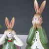 3Pcs Rabbit Sculpture Eye-catching Decorative Wear Resistant Modern Purple Green Easter Rabbit Figurine Decor Home Supplies