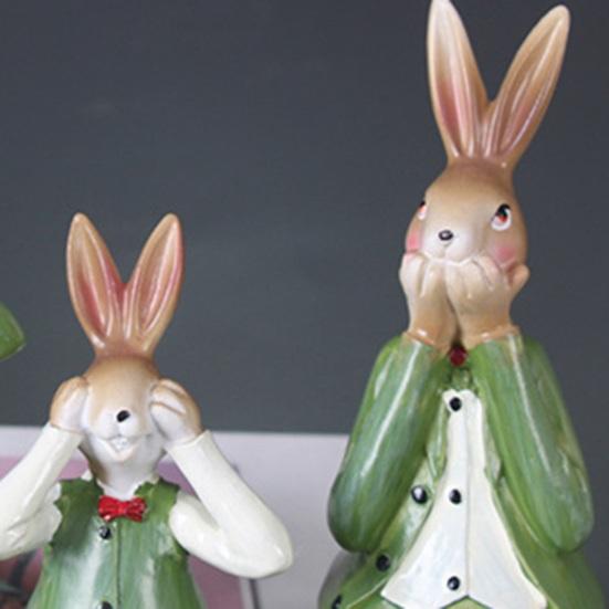 3Pcs Rabbit Sculpture Eye-catching Decorative Wear Resistant Modern Purple Green Easter Rabbit Figurine Decor Home Supplies