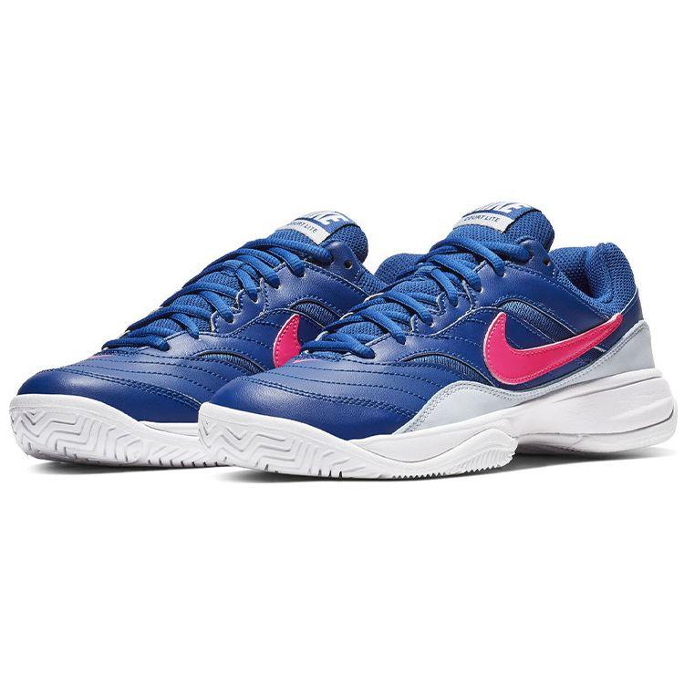 Nike Court Lite Амортизирующие Нескользящие Прочные Низкие Теннисные Кроссовки Женские Кроссовки Синий Красный Белый 845048-464