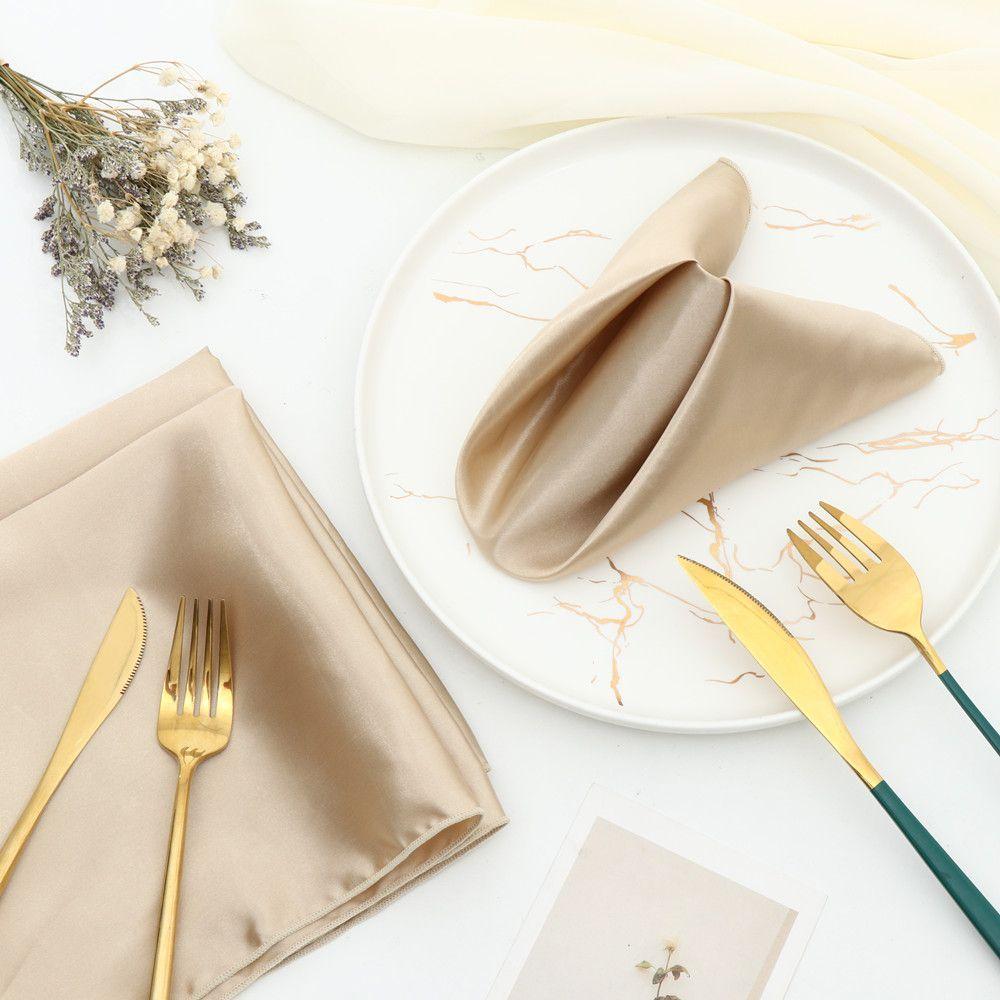 Durable Soft Satin Cloth Napkins with Hemmed Edges Dinner Table Napkins for Wedding Party
