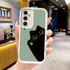 Чехол для телефона для Samsung Galaxy A17 A16 A15 A14 A13 Черный Кот Мультяшный Милый A56 A36 A26 A55 A35 A25 A54 A34 A24 A53 A33 A23 A07 A06