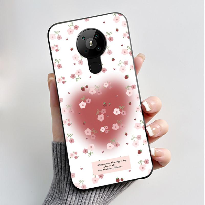 Чехол с рисунком для Nokia 5.3/Nokia 5.4/Nokia 3.4 Мягкий силиконовый черный чехол-обложка Милый цветочный мультяшный корпус Fundas