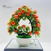 Artificial Potted Plants Realistic Love Heart Fake Fruit Tree Bonsai Green Plants Pot Decoration Home Office Table Centerpiece Faux Greenery Ornament