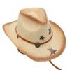 Western Cowboy Straw Hat Outdoor Sun Hat Seaside Beach Hat Knight Hat Men'S And Women'S Pink Cool Hat