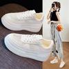 Универсальные повседневные дышащие белые туфли на толстой подошве для женщин 2024 года, новые сетчатые туфли на подошве из кожи с крошкой, обувь для знаменитостей в Интернете