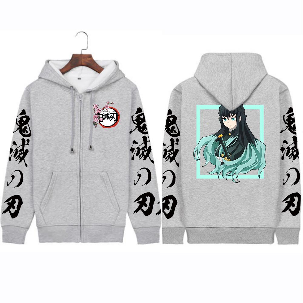 Аниме Demon Slayer Tokitou Muichirou Printed Men Women Zip Up Hoodies Plus Size Sweatshirt Harajuku Streetwear Zipper Jacket