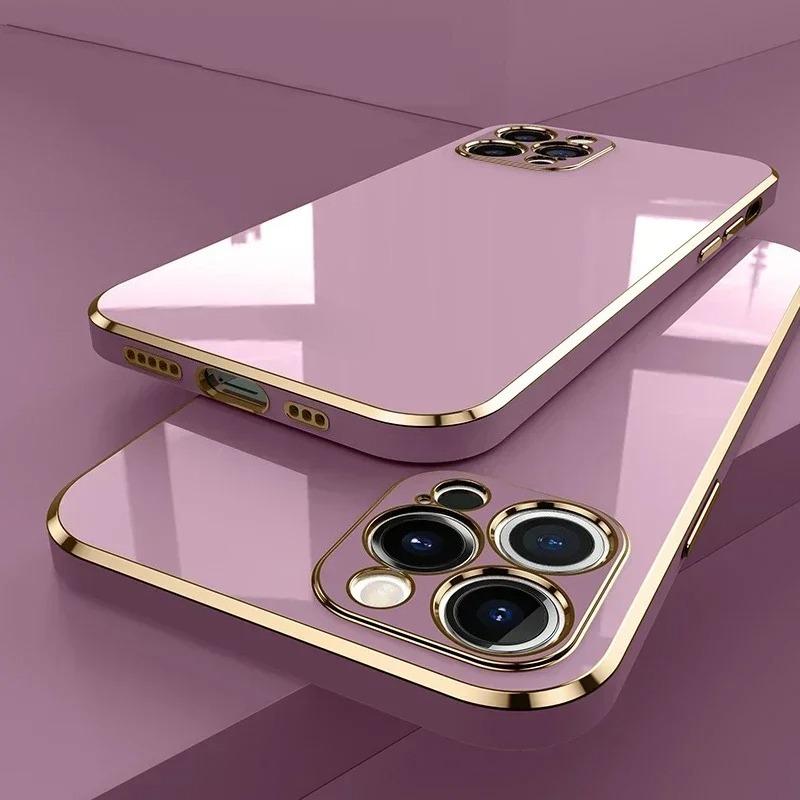 Роскошный однотонный мягкий силиконовый чехол для iPhone 17 Air 16 15 Plus 14 12 13 Pro Max Plus, с покрытием, глянцевый, ударопрочный, защитная крышка