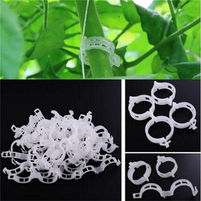  100pcs Plastic Garden Plant Flowers Tied Bundle Branch Clamp Clip Class Tools Fixing Accessories