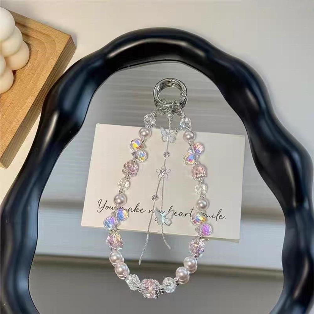 Anti-Lost Mobile Phone Lanyard Strap Butterfly Crystal Bag Pendant Fashion Car Keychain Ornament