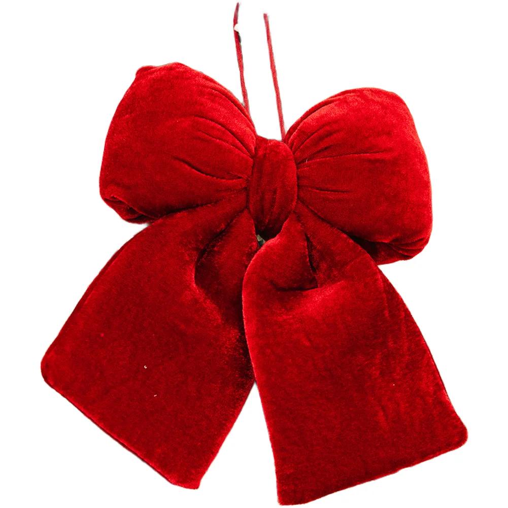 Christmas Tree Hanging Bow Ornament Made from Soft Velvet Flannel with Three Dimensional Design for Holiday Decor