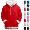 Women's Casual Fleece-lined Hoodie With Long Sleeves, Solid Color, Pockets, Sweatshirt Top