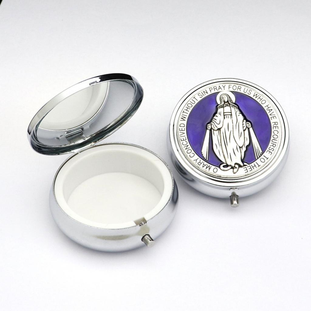 Elegant Metal Jewelry Box With Built In Makeup Mirror For Christian Home Decorations And Religious Relic Storage