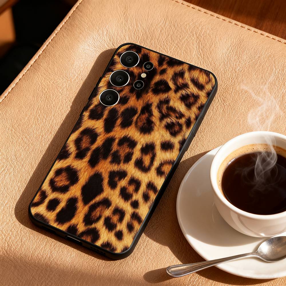 F-Fashion Чехол для телефона с принтом тигра и леопарда для Samsung S25,S24,S21,S22,S23,S30,Ultra,S20,FE,Lite,10,9, Черный чехол