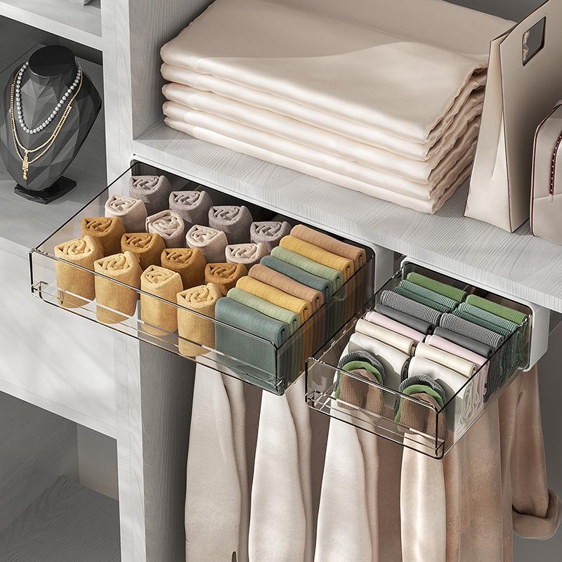 Large Capacity Under Desk Drawer Under Desk Storage Box for Desk Dormitory Home Organizer Punch Free Hanging Storage Box