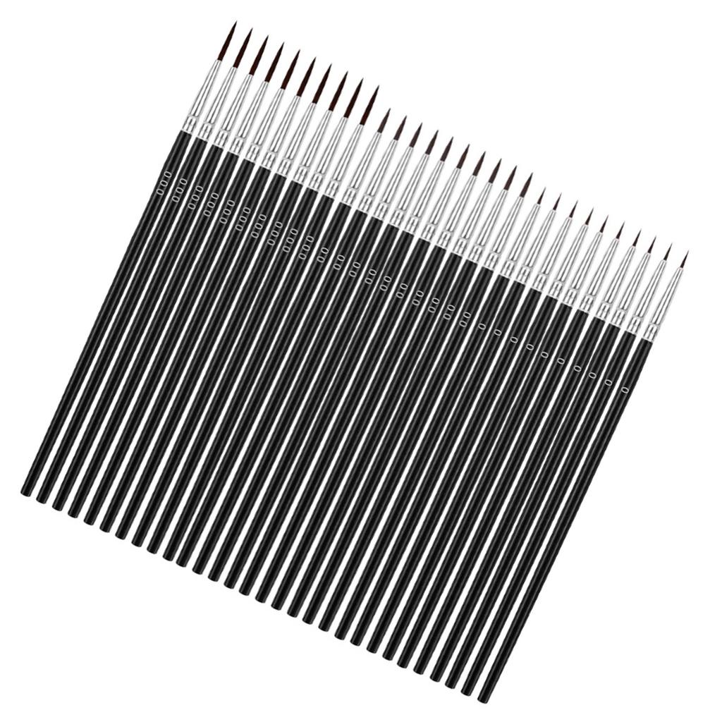 Набор кистей для тонкой детализации 30 шт. Деревянная ручка Нейлоновая щетина 3 размера Миниатюрные тонкие кисти для росписи лица