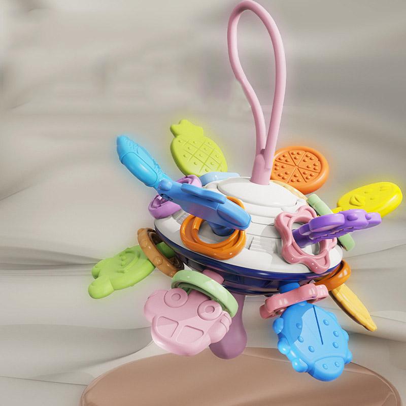 Монтессори детские игрушки 0 12 месяцев вращающаяся погремушка силиконовые игрушки для прорезывания зубов хватание мяча развивающая сенсорная игрушка для малышей