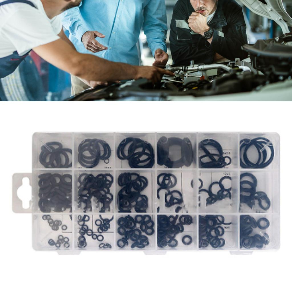 225 шт. резиновых колец O-образного сечения, набор метрических водонепроницаемых уплотнительных колец, комплект шайб NBR, черный