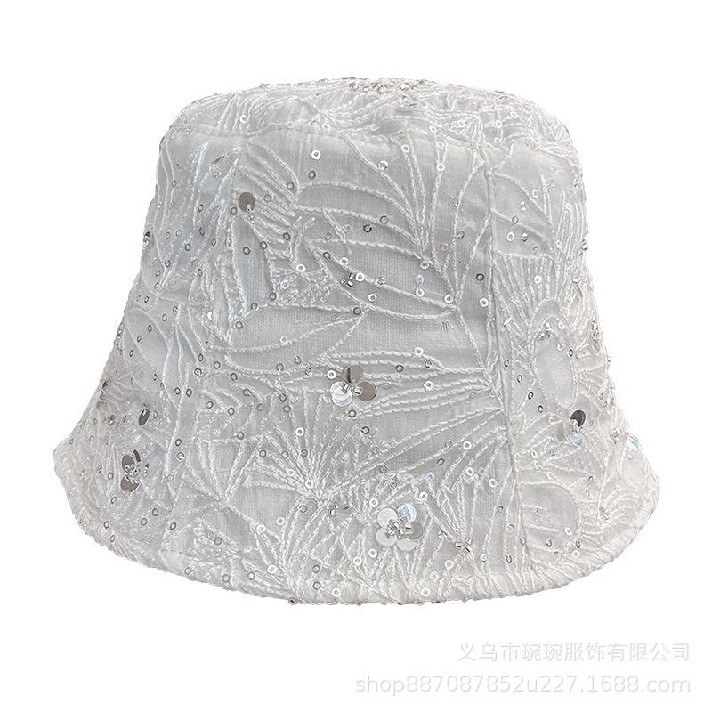 Summer Fashion Sequin Jacquard Fisherman Bucket Hat Women's Breathable Sunshade Sunscreen Casual Sun Basin Hat