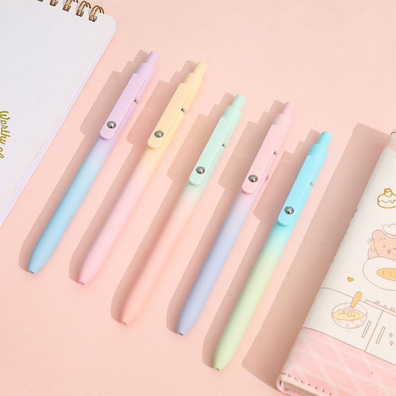 5 Pcs Retractable Gel Pens Set, Quick Dry Black Ink Fine Point Soft Touch Roller Ball Gel Ink Pen For Smooth Writing