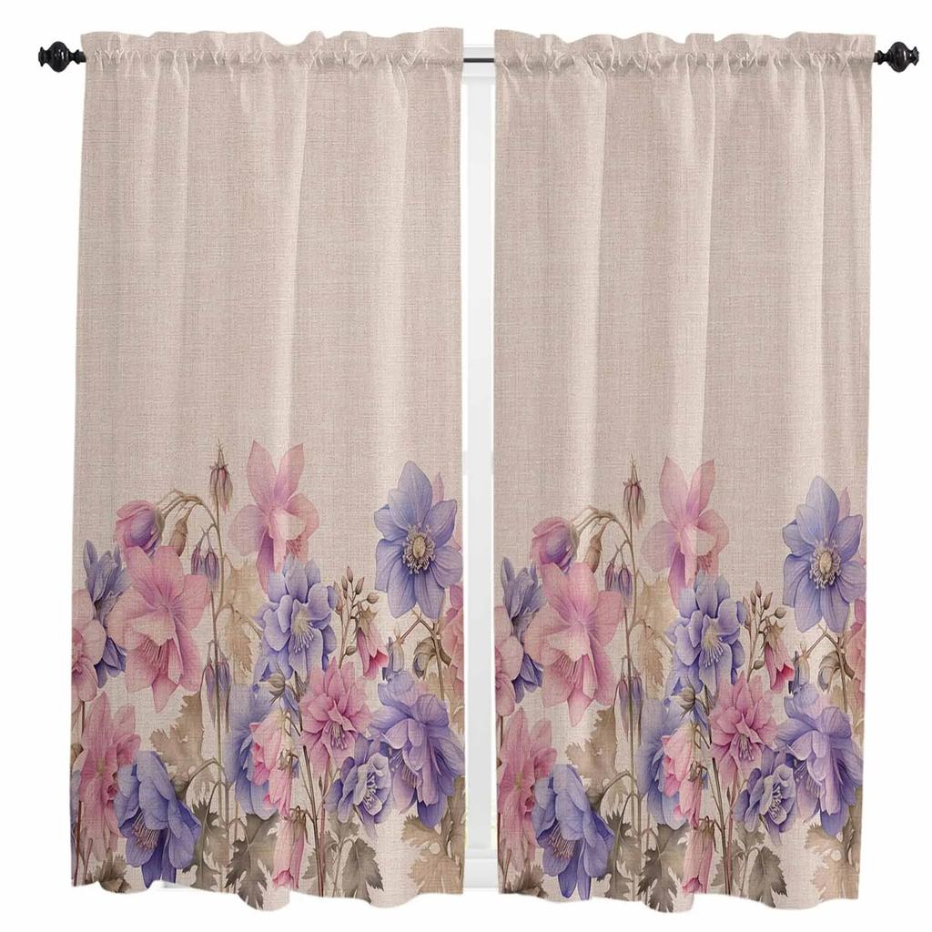 Весна Лето Цветок Бабочка Занавеска Домашнее Украшение Гостиная Короткие Шторы Оконные Обработки Для Кухни Спальни