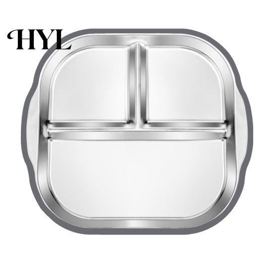 Silicone Sleeve Toddler Plate Stainless Steel with Suction Base 3-Compartment Baby Mess-free Mealtime Set Bowl Non-Slip Grip Unbreakable Metal