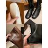 Sheepskin Version~ Grape Ma with the Same Inner Height Increase of 4cm Versatile Flat-soled Boots Thin Boots Medium Tube Knight Boots Women's Boots