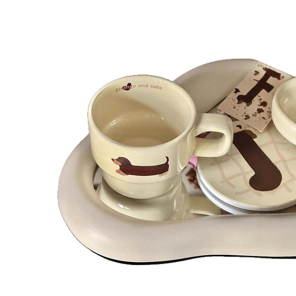 Керамическая кружка высокой ценности Оригинальная мультяшная кружка Щенок Сложенная кофейная чашка Завтрак Сосиска Милая