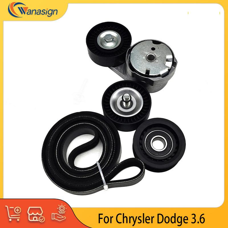 Engine Parts Drive Idler Pulley Serpentine Belt Tensioner Kit Fit 3.6 L V6 Gas For 11-19 CHRYSLER 200 DODGE JEEP RAM VOLKSWAGEN