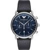 Мужские кварцевые часы-хронограф Aviator из синей кожи AR11105