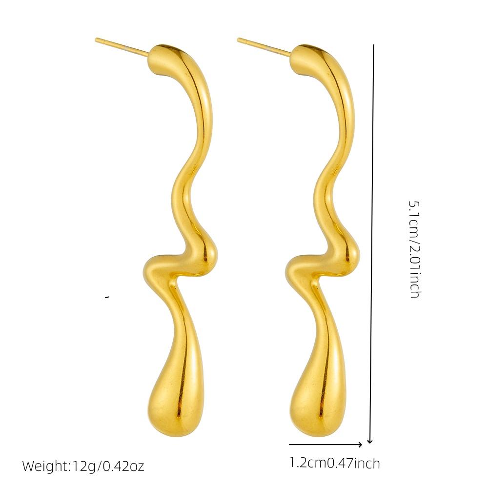 DIEYURO 316L Stainless Steel Golden Simple Irregular Water Droplets Pendant Necklace Earrings Set For Women Fashion Jewelry Gift