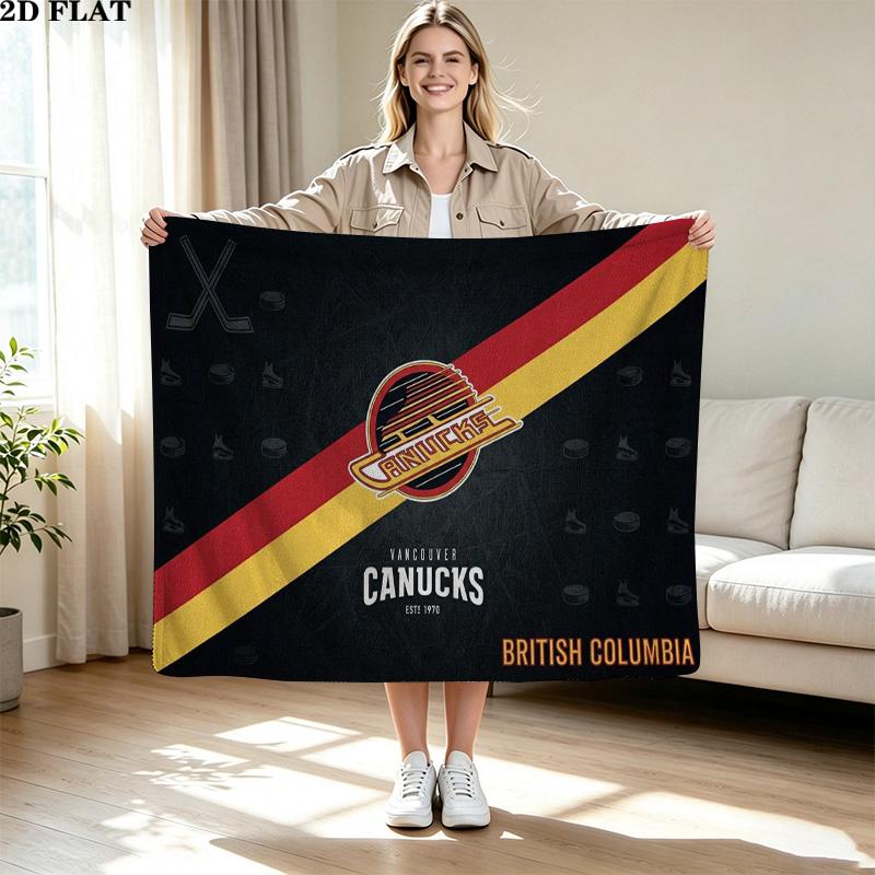 Vancouver Canucks Print Flannel Blanket High Quality Warm Comfortable Cover for All Seasons Perfect for Gifts Home Decor