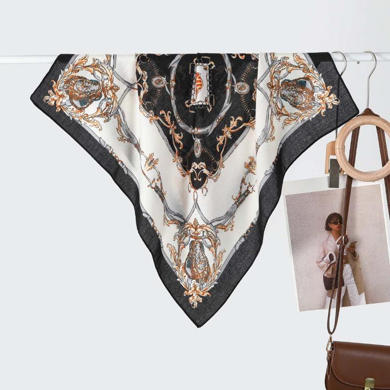 New Women's Silk Scarf High-end Velvet Versatile Simple Triangle Scarf Decorative Small Scarf Hot-selling