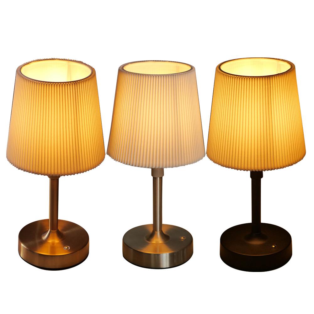 Cordless LED Metal Table Lamp USB Rechargeable 5200mAh Portable Fabric Shade Desk Lamp Touch Control Metal Base Small Table Lamp