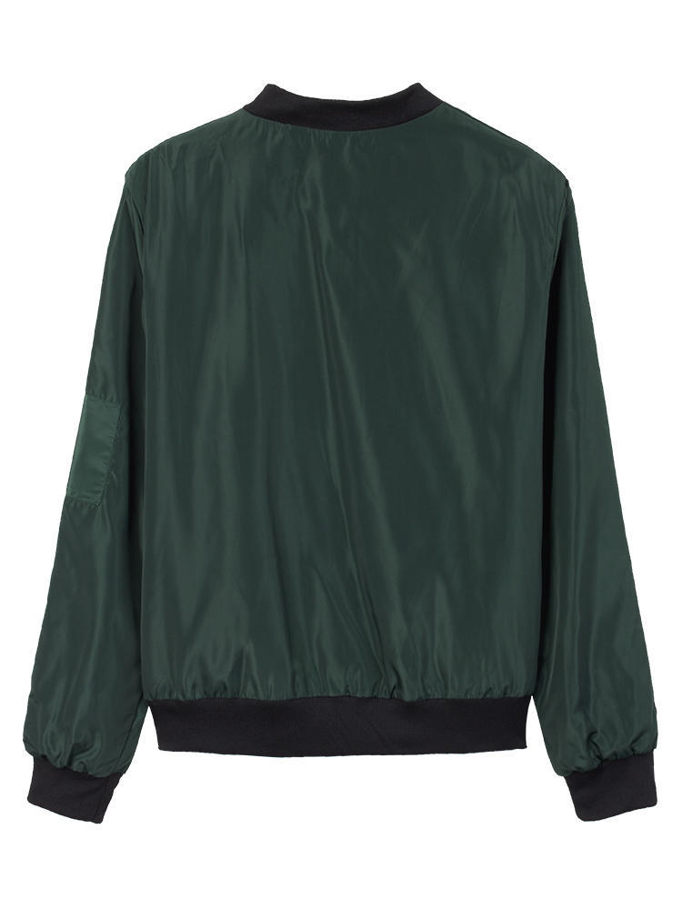 Женское пальто, осенне-зимняя куртка, однотонная модная куртка на молнии, бейсбольная куртка