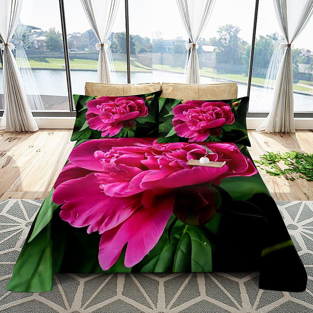 Flower Sliced Soft Universal Digital High-end Print Four Seasons Bedroom Bed Linen Single Set with Pillow Cover