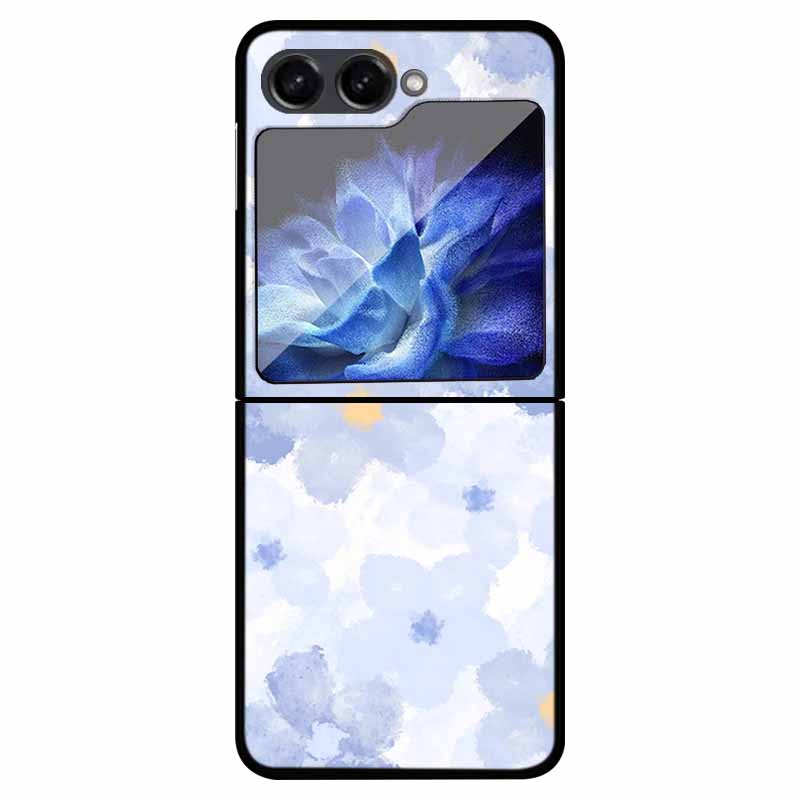 For Samsung Z Flip 5 Cover Hard PC Fold Case For Funda Samsung Galaxy Z Flip5 Foldable Flowers Black Coque Phone Shield Bumper