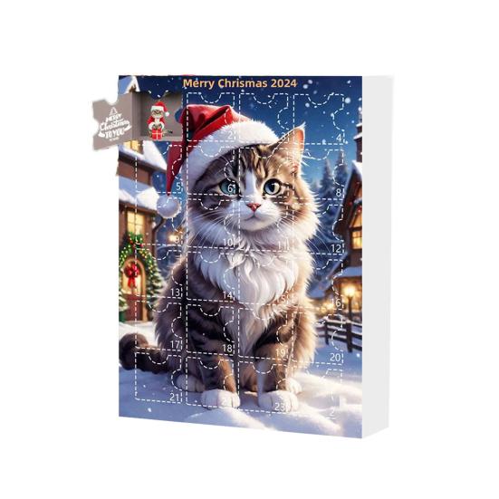 Адвент-календарь 2024 Кошка Собака Подвеска Акриловый Рождественский календарь обратного отсчета для мальчиков и девочек