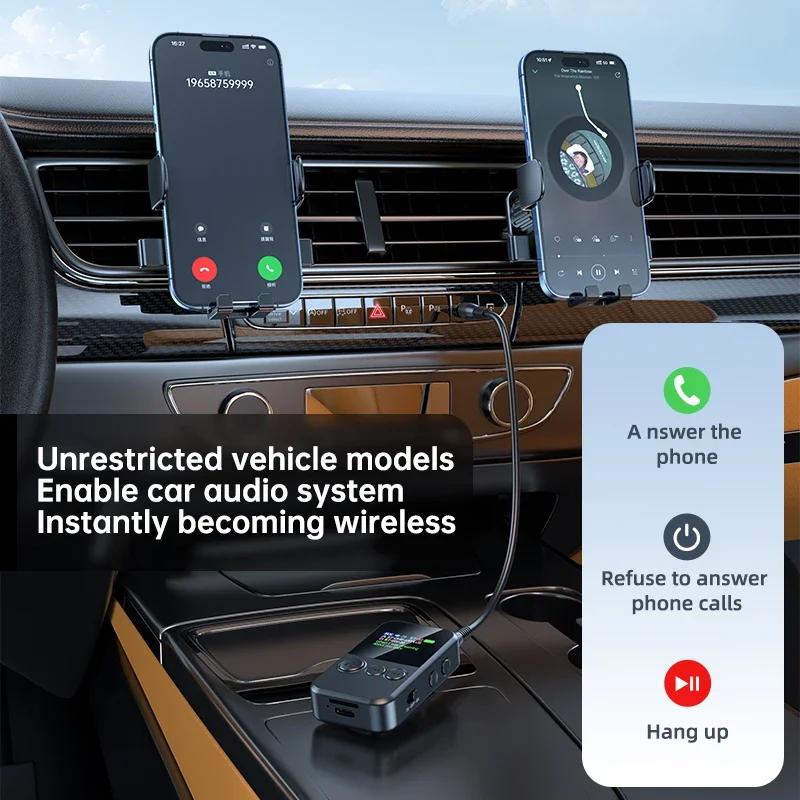 4 в 1 Bluetooth 5.4 Аудиоприемник Передатчик 3.5 мм AUX TF-карта Стерео Музыка Микрофон Беспроводной Адаптер со Светодиодным Дисплеем Для Автомобиля ТВ