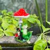 Red Mushroom Drinking Frog Statue Holding Beer Bottle Sitting Frog Resin Figurine Animal Sculpture Indoor Outdoor Garden Decoration Ornament