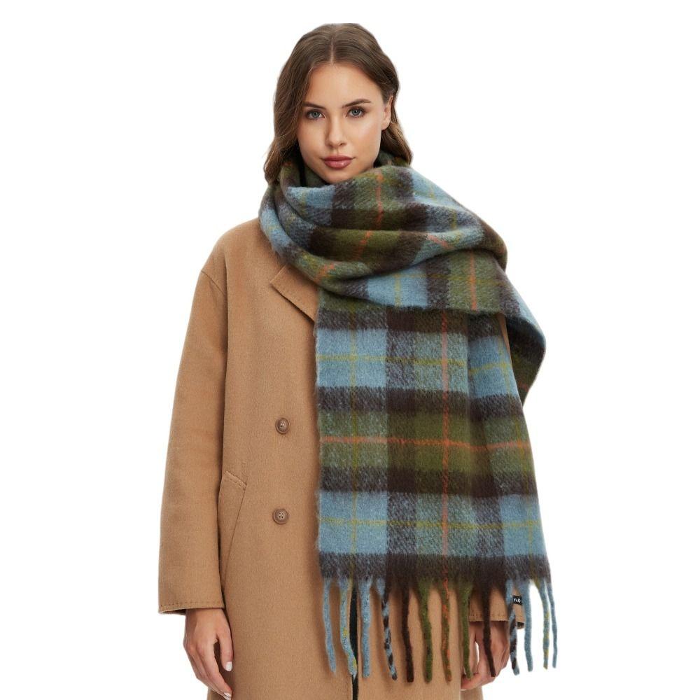 Plush Rainbow Tassel Shawl Mohair Winter Cashmere Scarves Retro Warm Wraps Autumn Winter