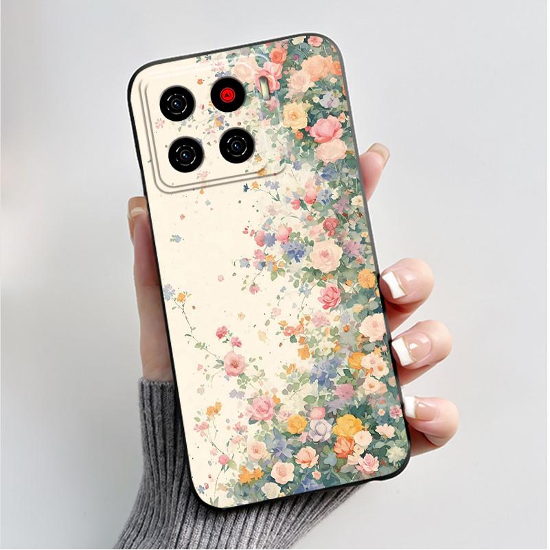 Чехол с рисунком для ZTE Blade A56 Z2473 Nubia A56, мягкий силиконовый, черный корпус, чехол для Blade A56 Pro, милый чехол с цветами