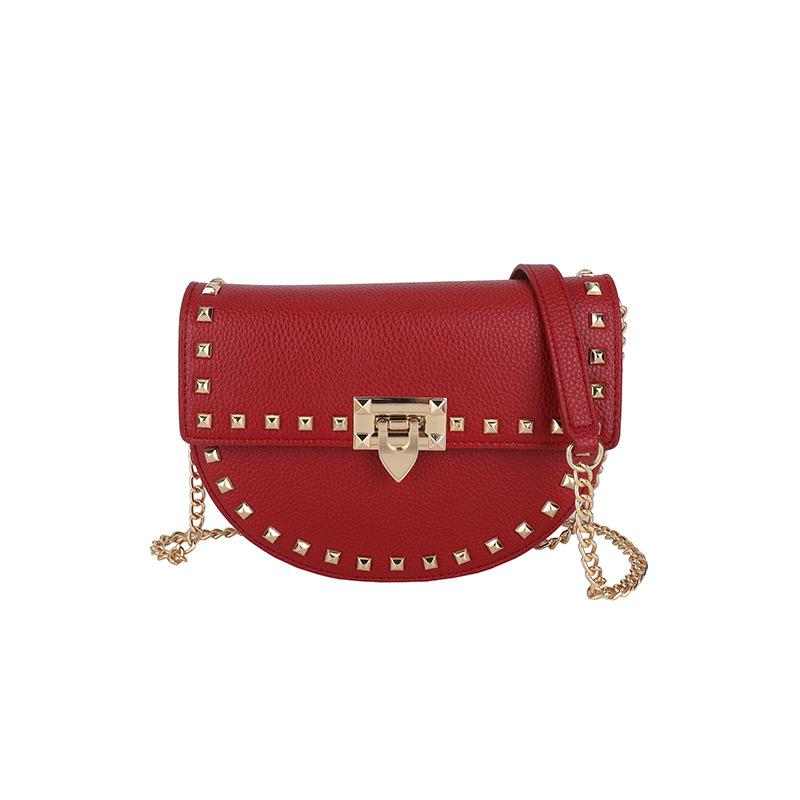 This Year's Popular Small Bag 2025 New Korean Version Fashion Rivet Shoulder Bag Women's Versatile Chain Saddle Bag Tide