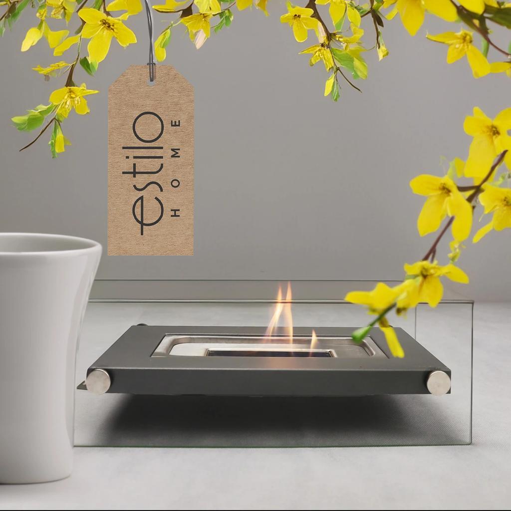 Freestanding Rectangular Tabletop Bio Fireplace Black 35cm - Madrid Black