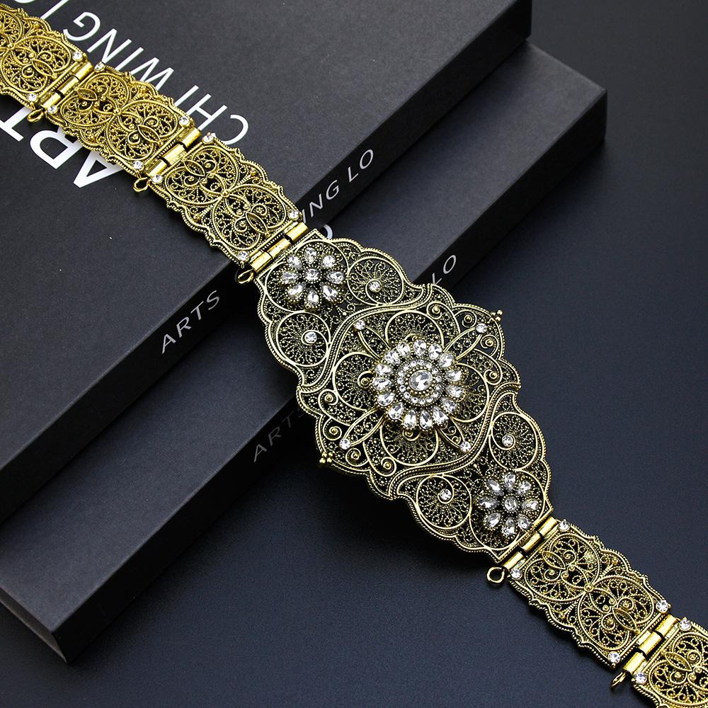 Женский металлический пояс золотого цвета с кристаллами, регулируемая длина, свадебные украшения