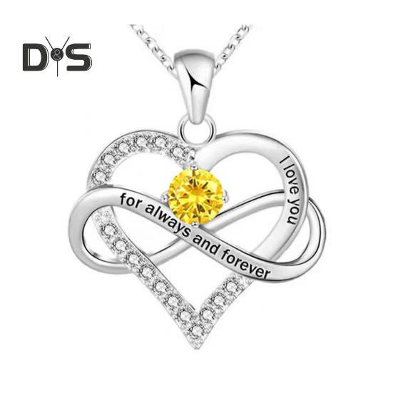 Ожерелье в форме сердца для женщин, романтичное, с надписью «Я люблю тебя вечно», ожерелье с подвеской в форме сердца из кубического циркония на День святого Валентина, подарок на годовщину