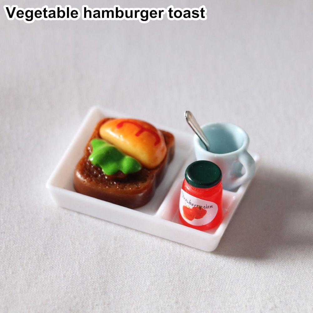 Ложка Тарелка Чашка Ужин Тост Хлеб Миниатюрная Модель Еды Кукольный Домик Игровой Кухонный Аксессуар