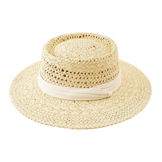 Женская летняя шляпа от солнца соломенная плетеная в стиле ретро в английском стиле с плоским верхом, сплошная цветная шляпа с широкими полями, защита от УФ-лучей, пляжная кепка для отпуска