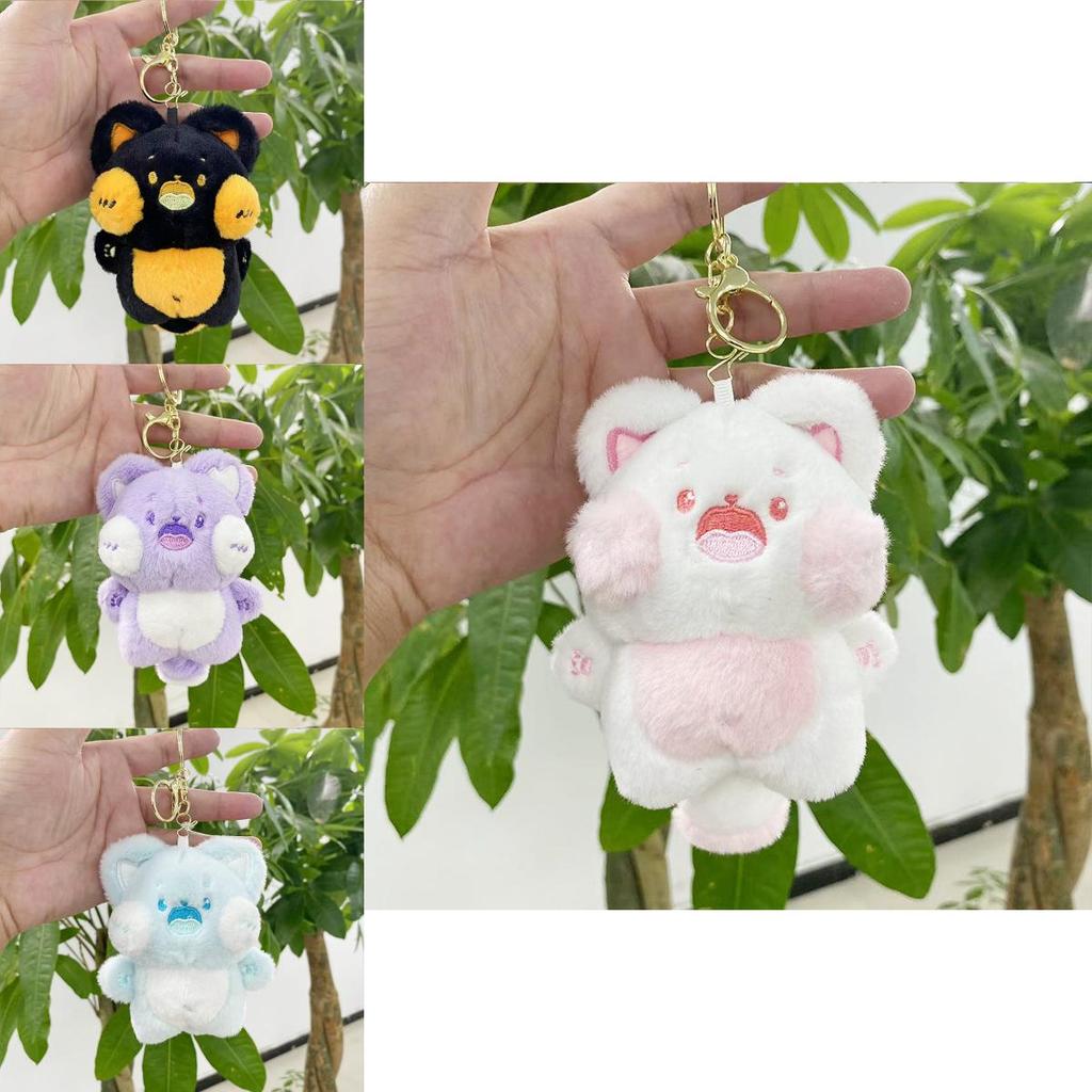 Sweet Plush Cat Keychain Adorable Animal Doll For Stylish Bag And Key Accessories In Soft Shades