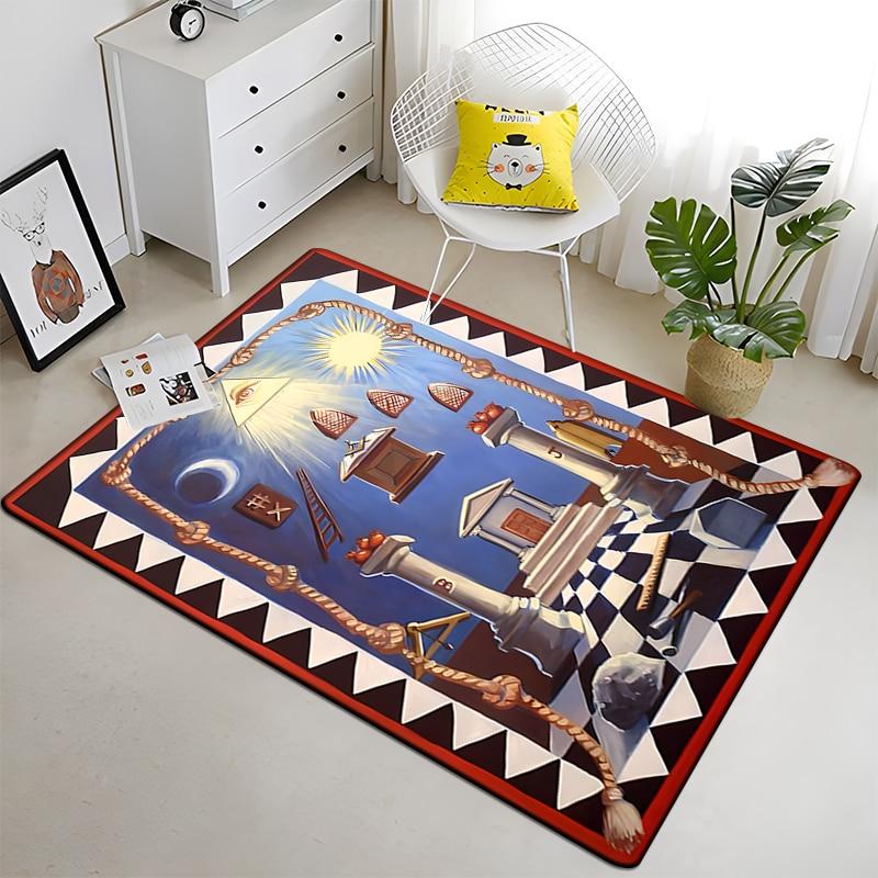 Freemason Masonic Illuminati  Printed Pattern Rug Baby Play Mat Living Room Carpet Decoration Fitness Pet Carpet Tapestry