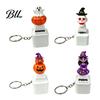 Halloween Pumpkin Keychain Fidget Toy with LED Light, Ghost Skull Sound Desktop Display Button, USB Rechargeable Stress Relief Pendant for Kids,